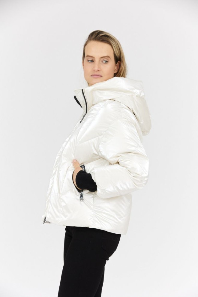 HETREGO Women's pearl jacket with hood Muriel