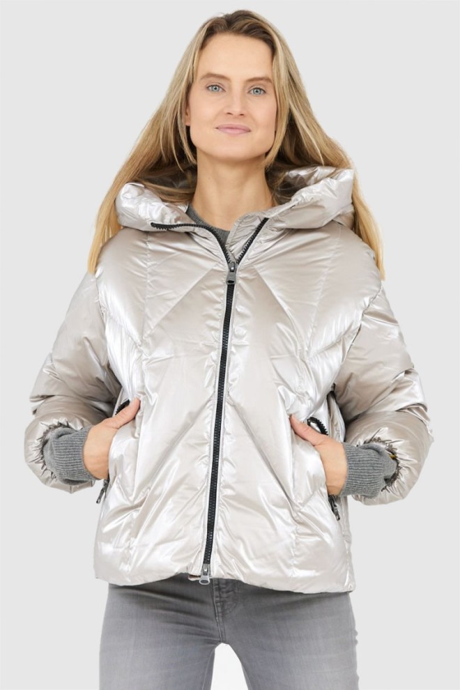 HETREGO Women's silver jacket with hood Muriel