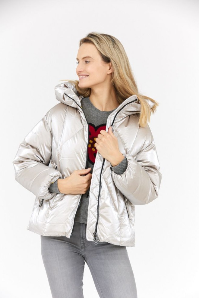 HETREGO Women's silver jacket with hood Muriel