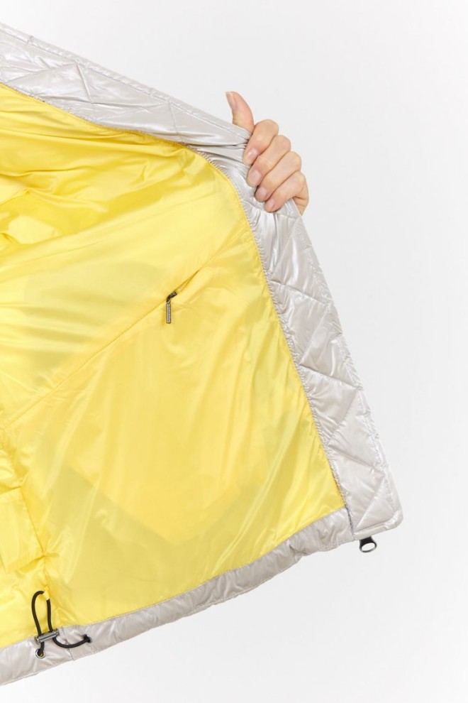 HETREGO Jachetă argintie pentru femei cu glugă Muriel