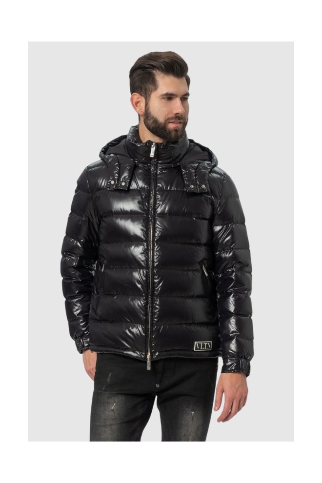 VALENTINO Black men's down jacket with hood