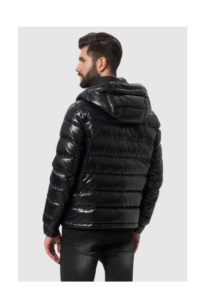 VALENTINO Black men's down jacket with hood