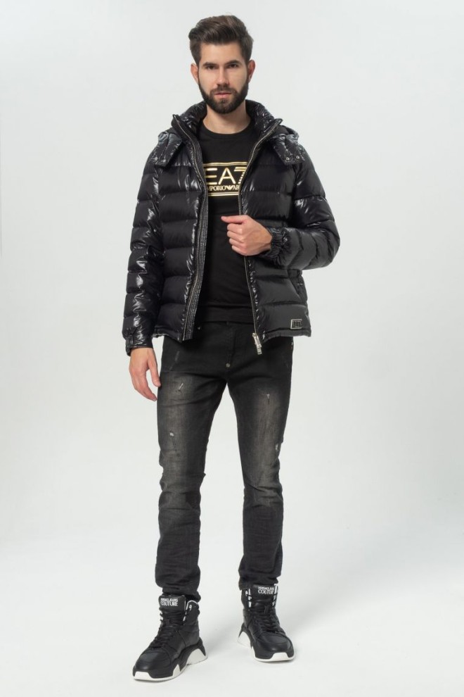 VALENTINO Black men's down jacket with hood