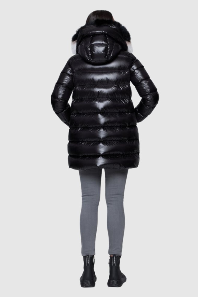 HETREGO Jachetă lungă Gygiea pentru femei, neagră, cu foxing