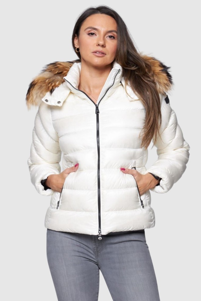 HETREGO Ecru down Holly jacket with detachable hood