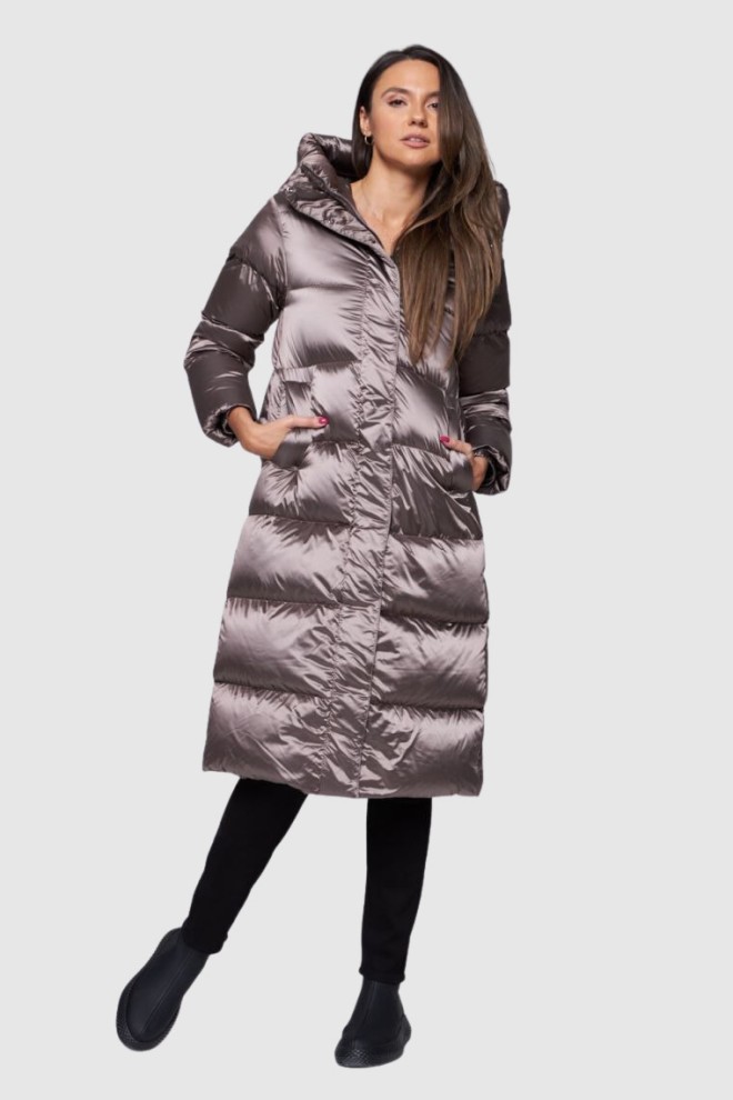 HETREGO Karen down coat with hood in taupe color