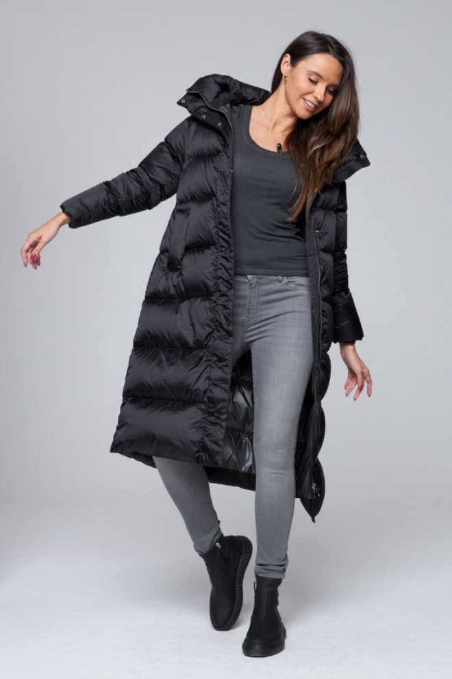 HETREGO Black Karen down coat with hood