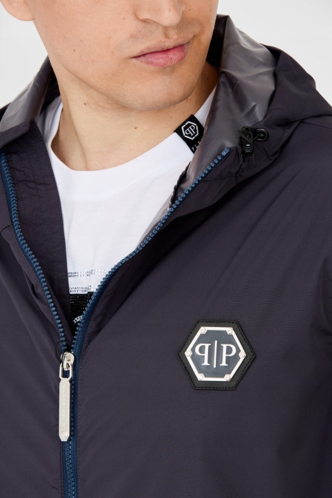 PHILIPP PLEIN Men's navy blue windbreaker jacket