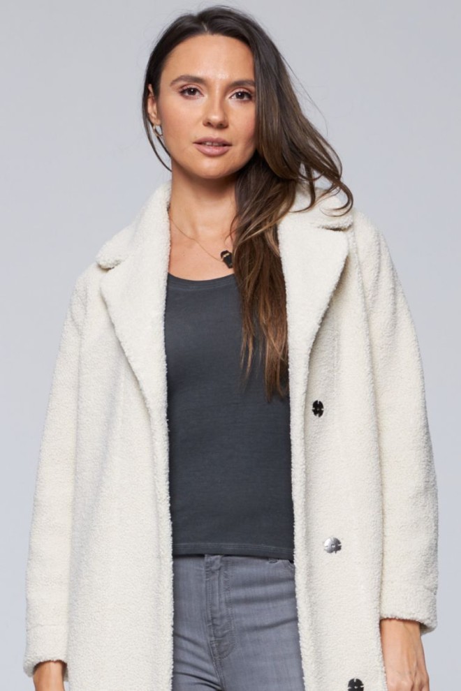 HETREGO Palton Shannon ecru cu două fețe pentru femei