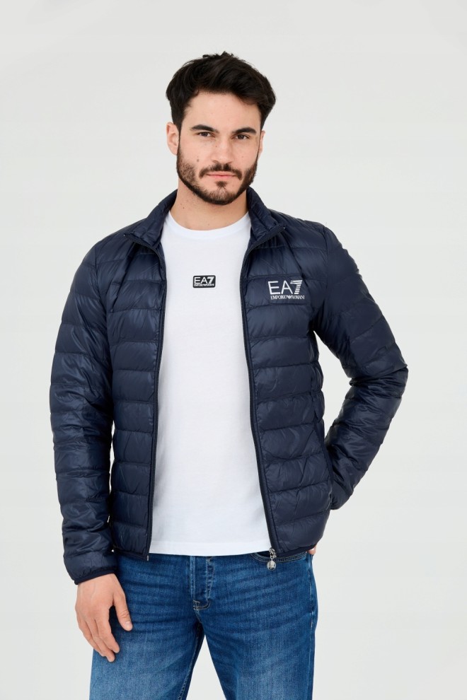 EA7 Navy blue men's quilted jacket