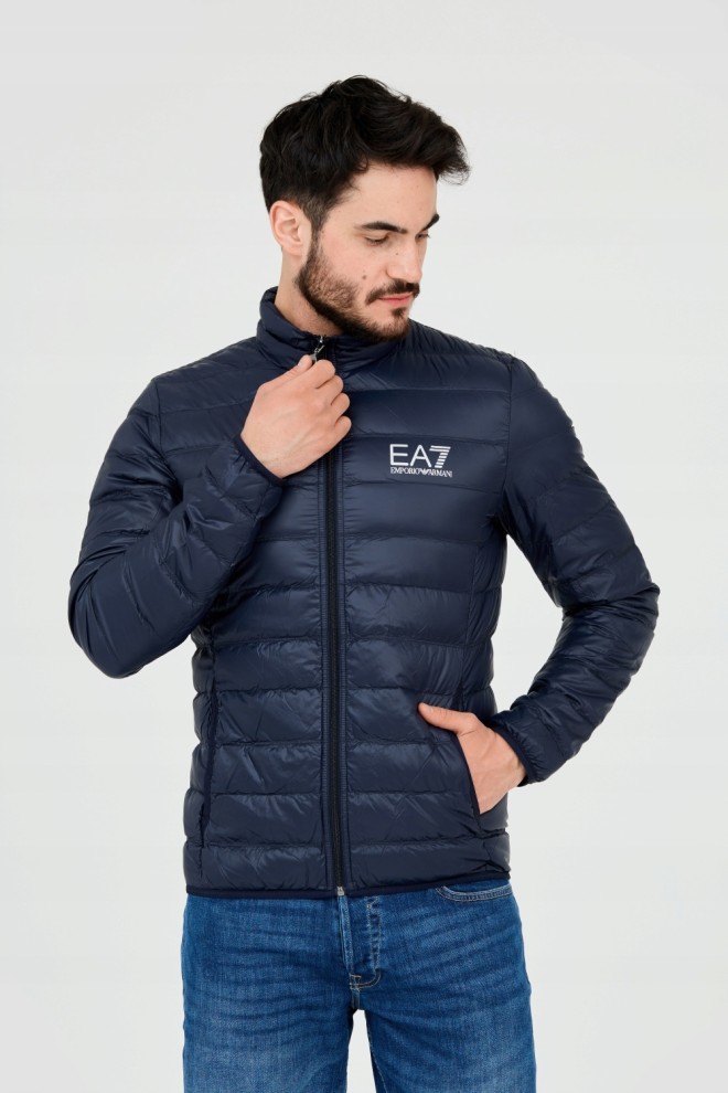 EA7 Navy blue men's quilted jacket