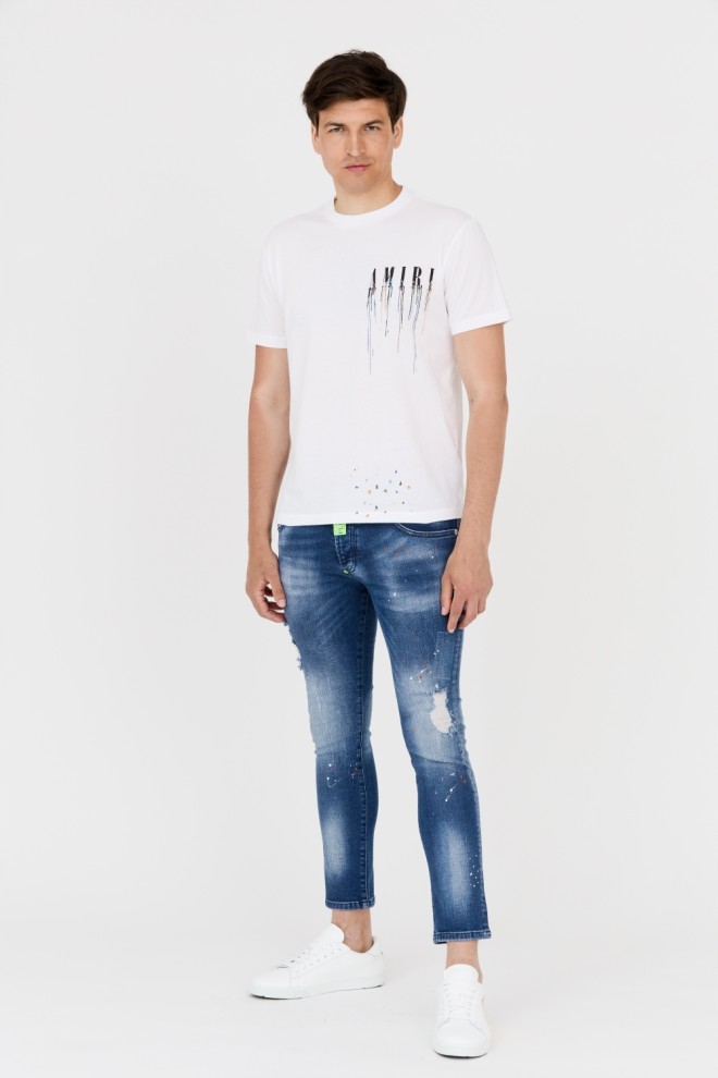 AMIRI T-shirt white with colored paint effect