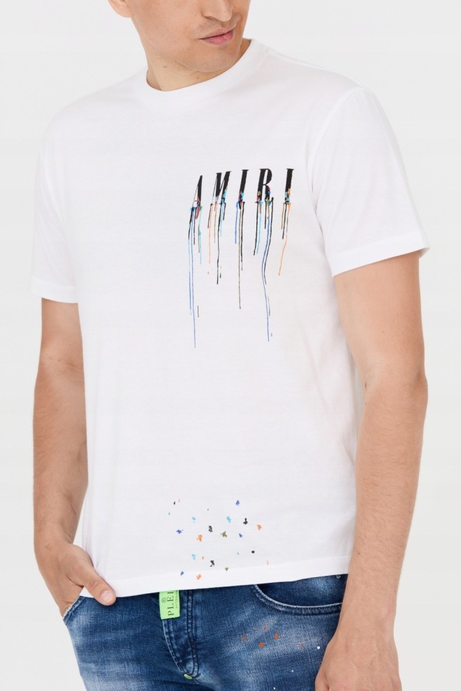 AMIRI T-shirt white with colored paint effect