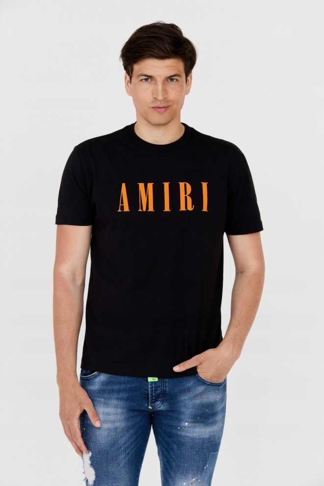 AMIRI Men's black T-shirt with orange logo