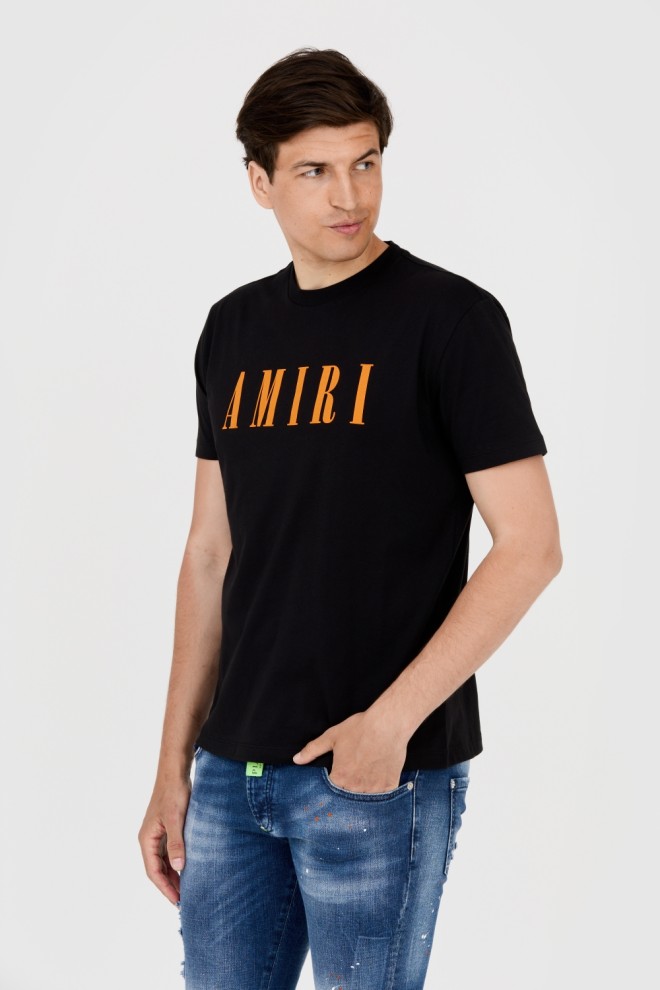 AMIRI Tricou negru pentru bărbați cu logo portocaliu