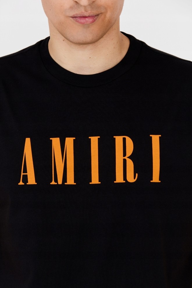 AMIRI Tricou negru pentru bărbați cu logo portocaliu