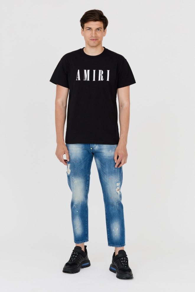 AMIRI Men's black T-shirt with large white logo