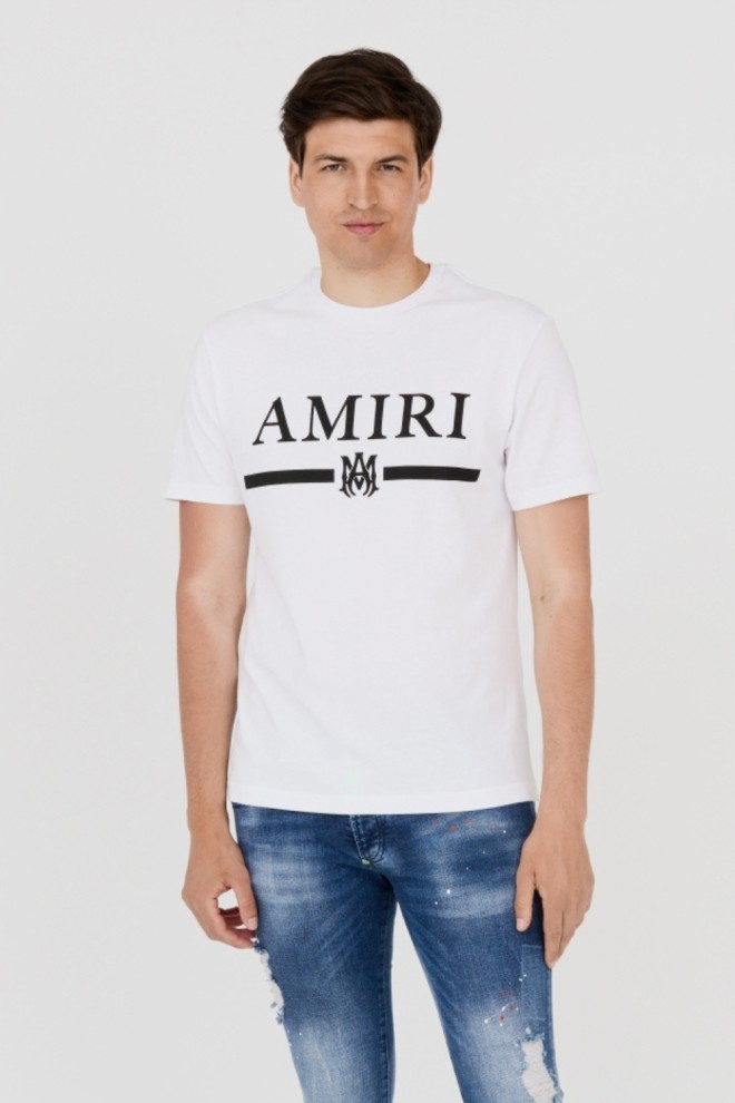 AMIRI Tricou alb pentru bărbați cu logo evidențiat