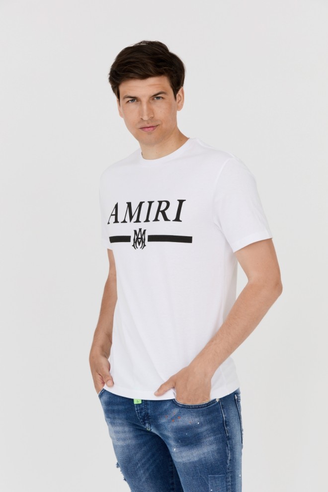 AMIRI Tricou alb pentru bărbați cu logo evidențiat