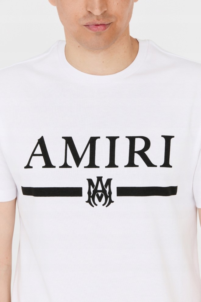 AMIRI Tricou alb pentru bărbați cu logo evidențiat