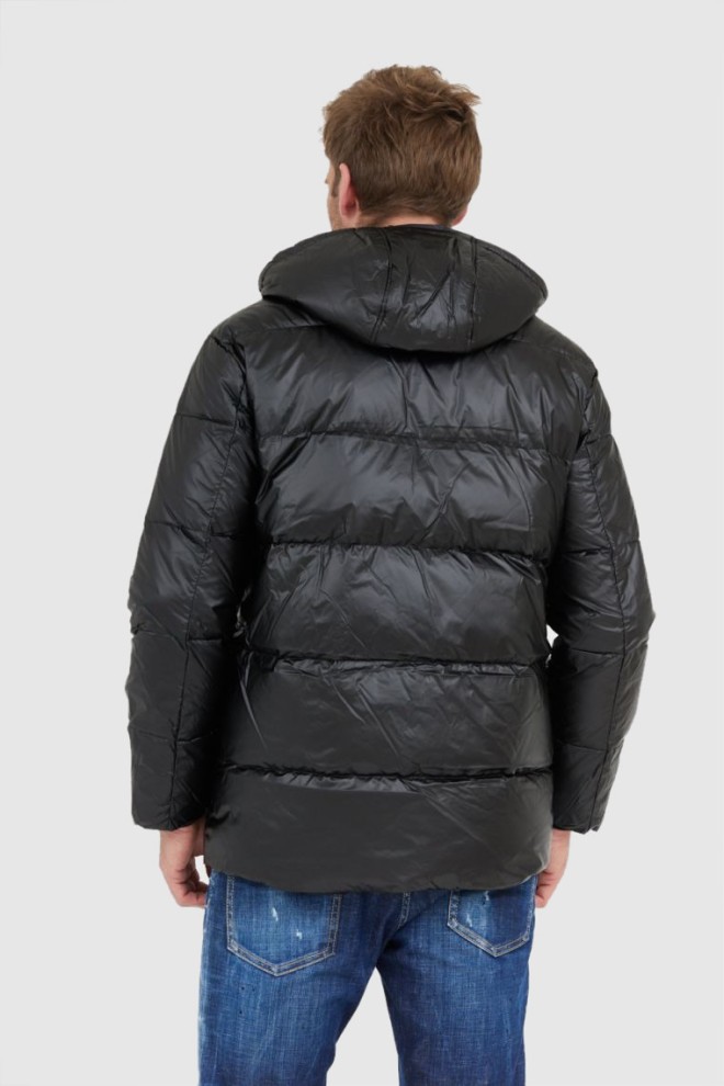 LA MARTINA Jachetă neagră cu glugă pentru bărbați