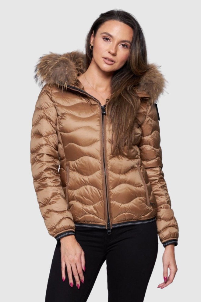 BLAUER Brown women's down jacket with hood