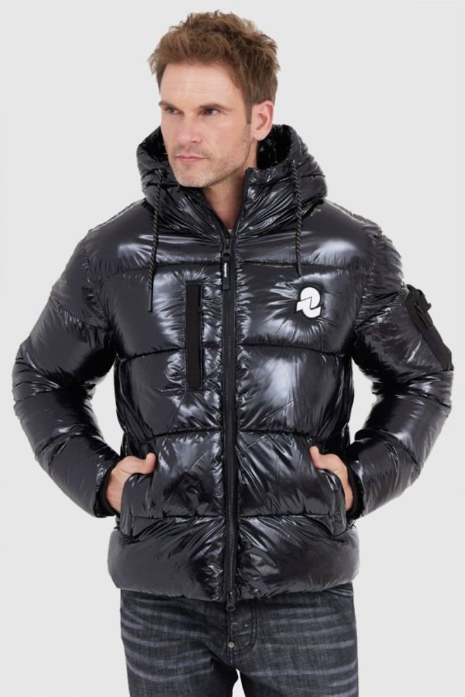 INVICTA Black glossy down jacket with logo