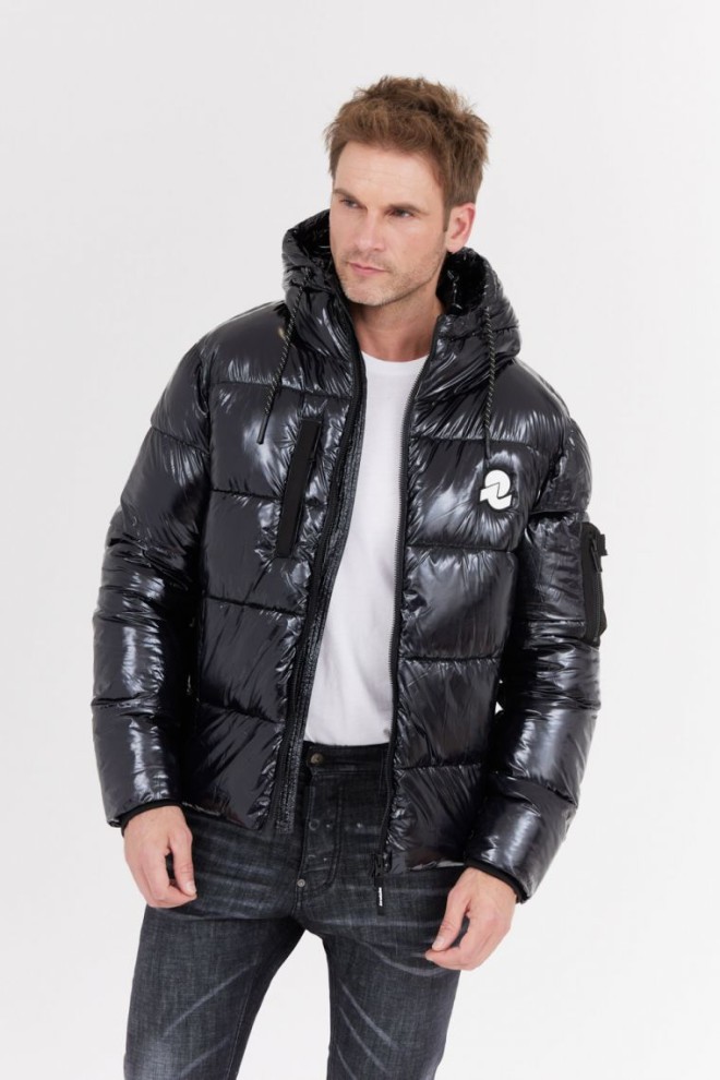 INVICTA Black glossy down jacket with logo