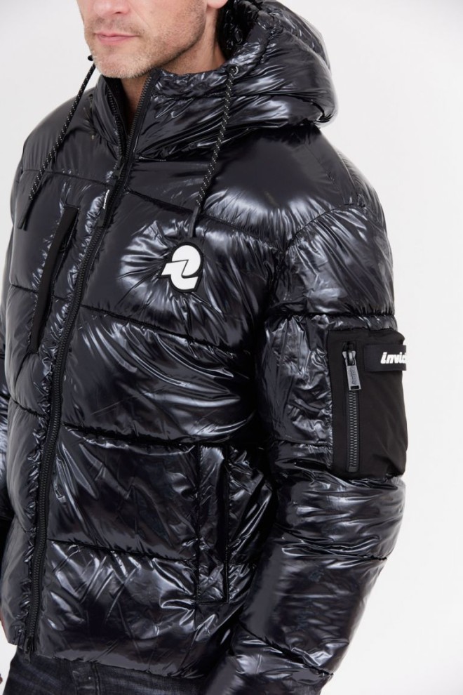 INVICTA Black glossy down jacket with logo