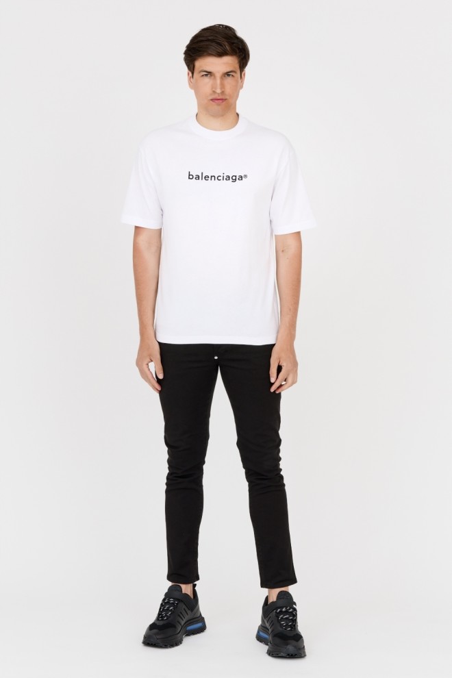 BALENCIAGA White t-shirt with black logo