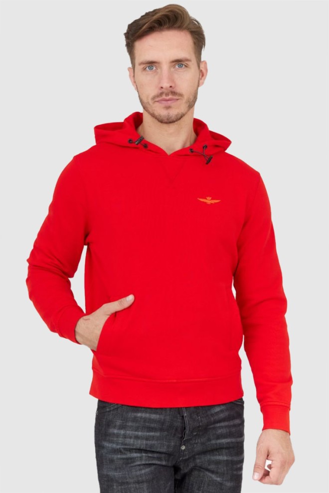 AERONAUTICA MILITARE Red men's hooded sweatshirt