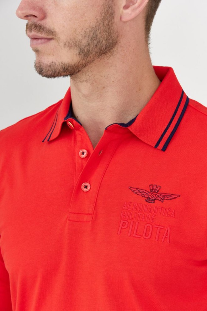 AERONAUTICA MILITARE Red long sleeve polo