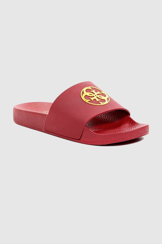 GUESS Maroon women's flip-flops with gold logo