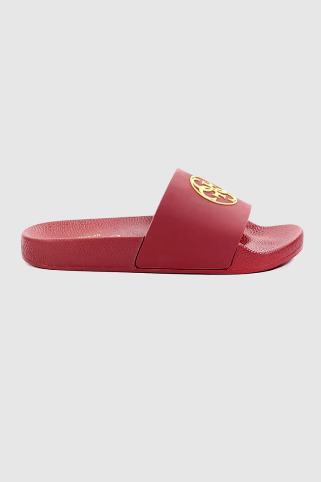 GUESS Maroon women's flip-flops with gold logo