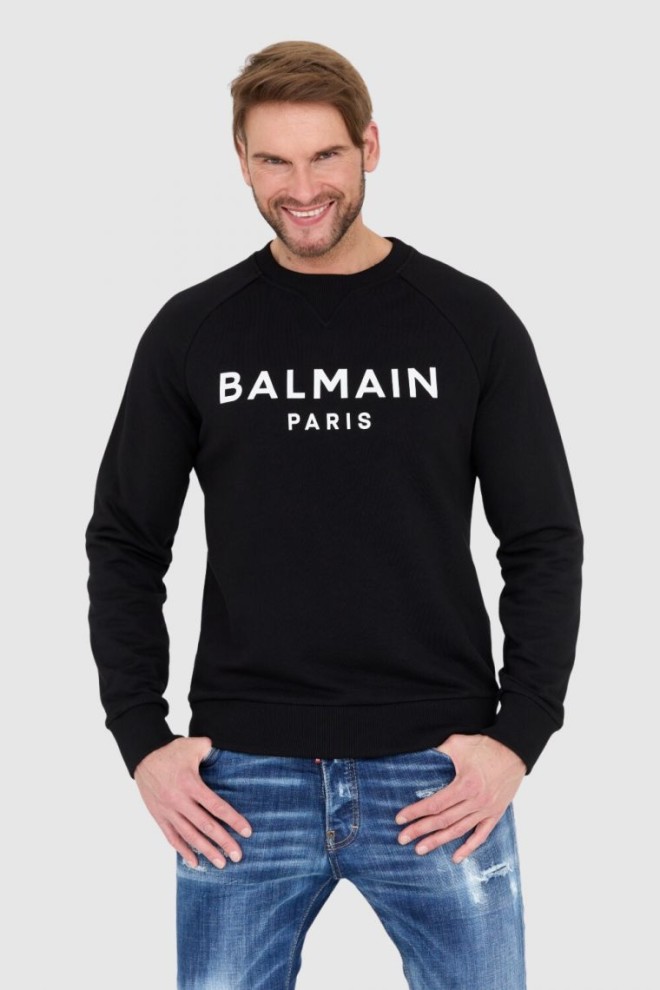 BALMAIN Black men's sweatshirt with logo