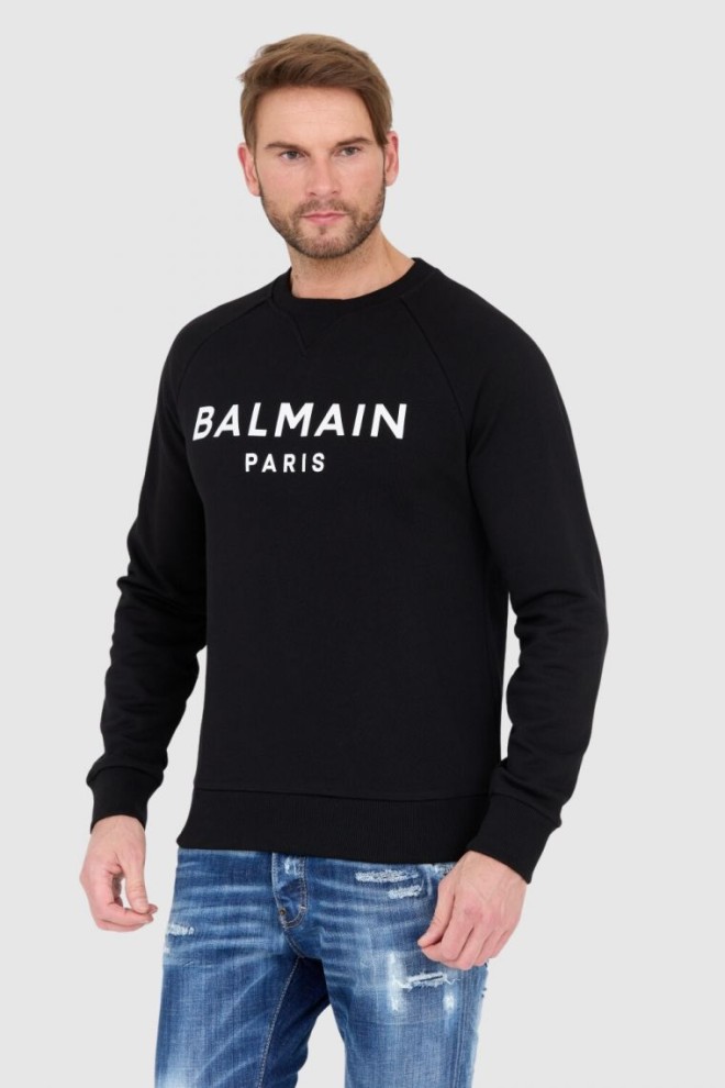 BALMAIN Black men's sweatshirt with logo