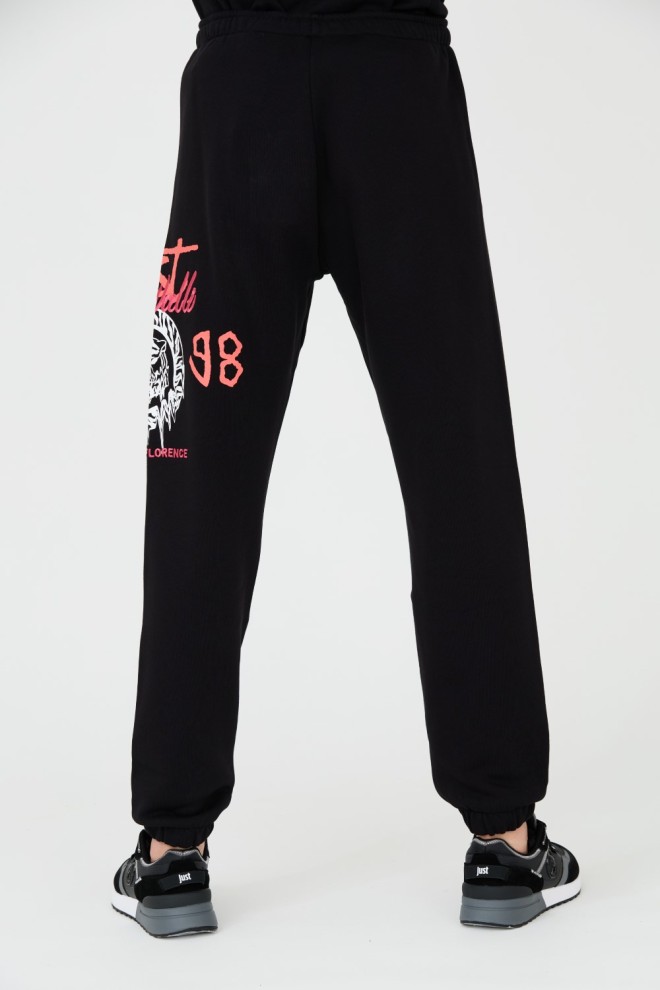JUST CAVALLI Pantaloni negri imprimați pentru bărbați R 1998 Dripp