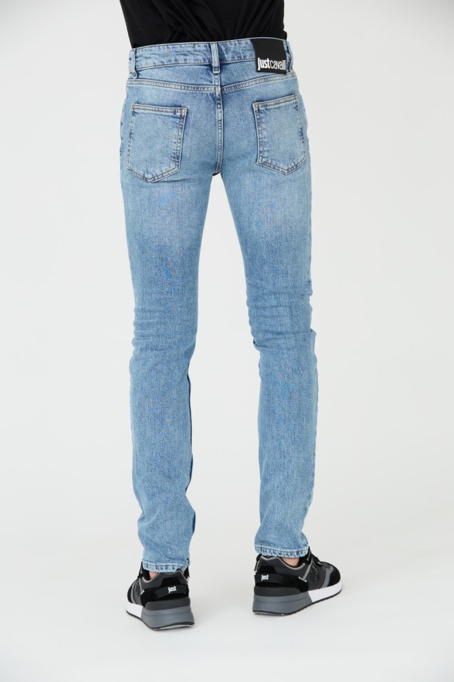 JUST CAVALLI Blue Super Slim Chain Jeans