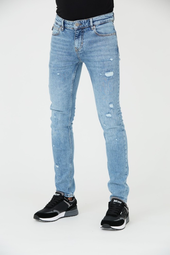 JUST CAVALLI Blue Super Slim Chain Jeans