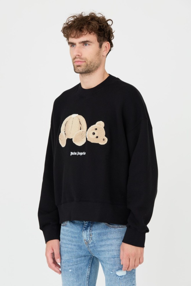 PALM ANGELS Black Bear Crew Sweatshirt