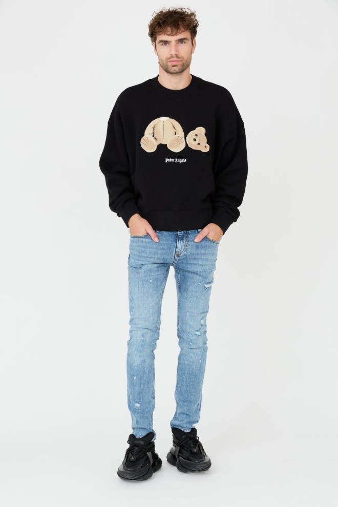 PALM ANGELS Black Bear Crew Sweatshirt