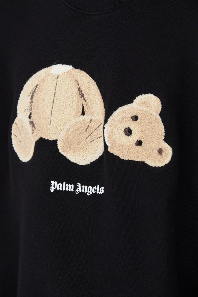 PALM ANGELS Tricou negru pentru bărbați Bear Crew Sweatshirt