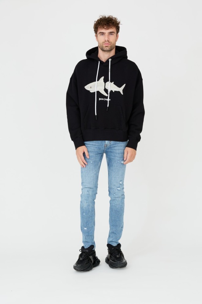 PALM ANGELS Black hoodie White Shark Hoody