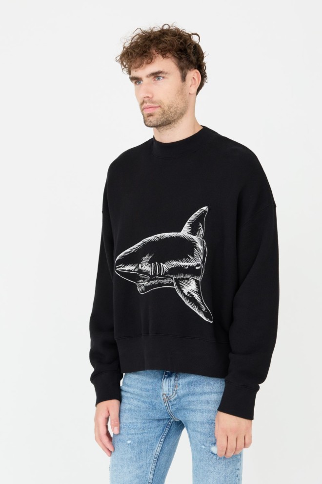 PALM ANGELS Black Split Shark Crew Sweatshirt