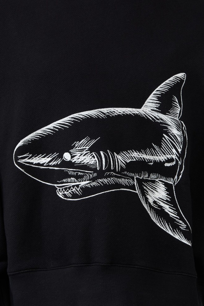 PALM ANGELS Black Split Shark Crew Sweatshirt