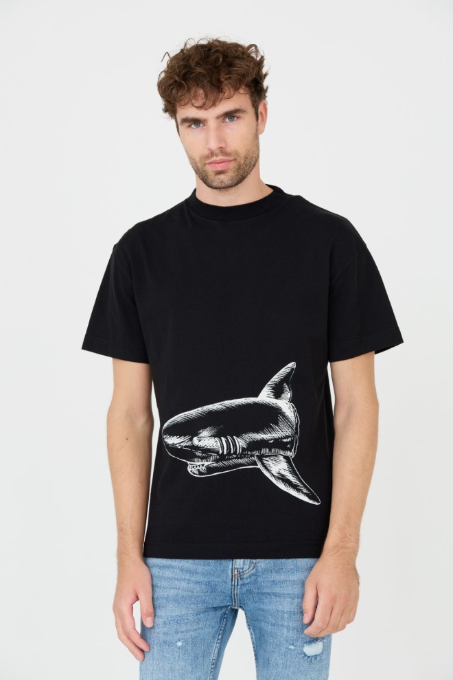 PALM ANGELS Black Broken Shark Classic Tee