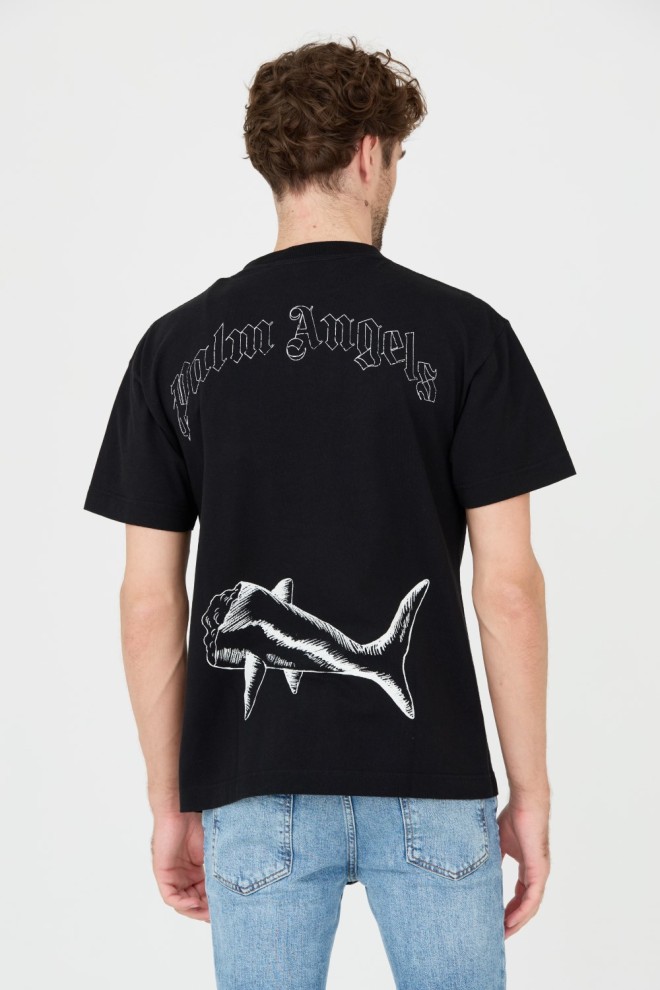 PALM ANGELS Black Broken Shark Classic Tee