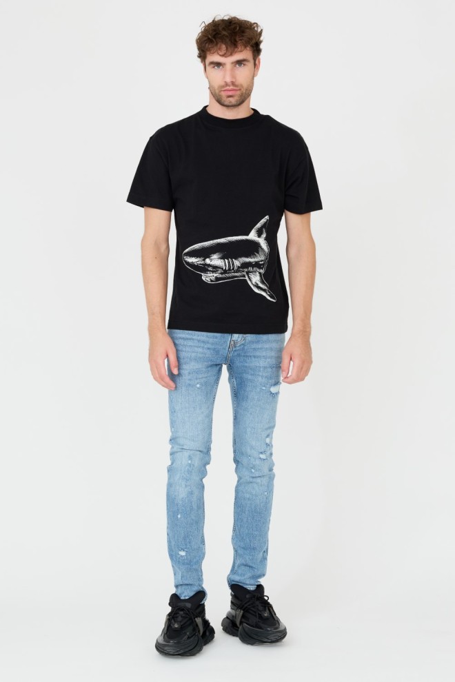 PALM ANGELS Black Broken Shark Classic Tee