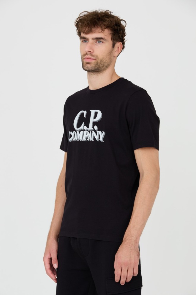 C.P. COMPANY Tricou negru cu mânecă scurtă pentru bărbați
