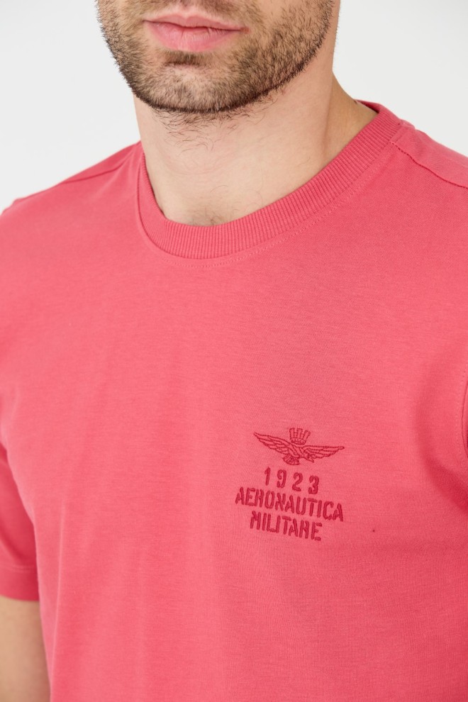 AERONAUTICA MILITARE Tricou roz din bumbac pentru bărbați